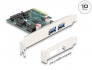 90106 Delock PCI Express x4 Karta na 2 x externí USB 10 Gbps Typ-A samice - Low Profile