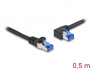 80217 Delock Câble de réseau RJ45, Cat.6A S/FTP, droit / angulé à gauche, 0,5 m, noir