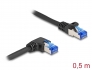80221 Delock RJ45 mrežni kabel Cat.6A S/FTP ravni / esni zakrivljeni 0,5 m crni