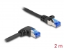 80223 Delock Síťový kabel rozhraní RJ45 Cat.6A, S/FTP, přímý / pravý pravoúhlý, 2 m, černý