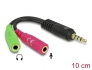 65344 Delock Headset Adapter 1 x 3,5 mm 4 Pin Klinkenstecker > 2 x 3,5 mm 3 Pin Klinkenbuchse (OMTP)