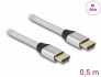 85365 Delock Câble HDMI à ultra haute vitesse, 48 Gbps 8K 60 Hz argent 0,5 m certifié