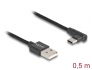 80029 Delock USB 2.0 kábel A-típusú csatlakozódugó - USB Type-C™ csatlakozódugó, ívelt, 0,5 m, fekete