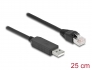 64158 Delock Szeregowy kabel połączeniowy z czipsetem FTDI, USB 2.0 Typu-A męski na RS-232 RJ45 męski, 25 cm, czarny
