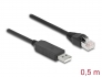 64159 Delock Cablu de conexiune în serie cu chipset FTDI, USB 2.0 Tip-A tată la RS-232 RJ45 tată, 50 cm, negru