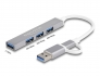 64214 Delock 4 portos vékony USB Hub USB Type-C™ vagy USB A-típusú - 3 x USB 2.0 Type-A csatlakozóhüvely + 1 x USB 5 Gbps Type-A csatlakozóhüvely