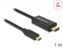 85258 Delock Kábel USB Type-C™ csatlakozódugóval > HDMI csatlakozódugóval (DP váltakozó mód) 4K 30 Hz, 1 m, fekete