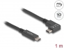 80037 Delock Kabel USB 10 Gbps, ze zástrčky USB Type-C™ na zástrčky USB Type-C™, pravoúhlý levý / pravý 1 m 4K PD 60 W s E-Marker