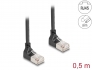 80280 Delock RJ45 Network Cable Cat.6A S/FTP Slim 90° upwards / upwards angled 0.5 m black