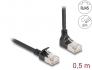 80286 Delock Cable de red RJ45 Cat.6A S/FTP Slim 90° acodado hacia arriba / recto 0,5 m negro