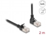 80288 Delock RJ45 mrežni kabel Cat.6A S/FTP Slim 90° prema gore zakošen / ravno 2 m crni