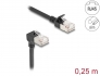 80303 Delock RJ45 Network Cable Cat.6A S/FTP Slim 90° downwards angled / straight 0.25 m black