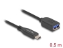 60568 Delock USB 10 Gbps koax kábel USB Type-C™ apa – A-típusú anya 50 cm hosszú