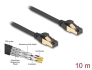 80252 Delock RJ45 hálózati kábel Cat.6A apa - apa S/FTP fekete 10 m - Cat.7 nyers kábellel, mely alkalmas bel- és kültéri használatra