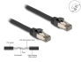 80245 Delock Síťový kabel RJ45 Cat.6A, U/FTP, ultraohebný s vnitřním kovovým pláštěm, délky 15 m, černý