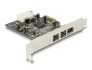 89153 Delock PCI Express x1 Karta > 2 x externí FireWire B + 1 x externí FireWire A