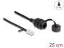 88012 Delock Cable RJ45 male to RJ45 female for built-in with sealing cap Cat.5e FTP IP68 dust and waterproof 25 cm black