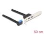 83015 Delock Soporte de ranura 1 x conector USB 5 Gbps hembra en ángulo de 90° a 2 x USB 5 Gbps Tipo-A hembra de 50 cm