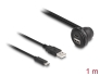 88103 Delock Câble USB 2.0 Type-A mâle et USB Type-C™ mâle vers USB Type-A femelle, angulé à 90° et USB Type-C™ femelle, angulée 90° pour intégration, 1 m, noir