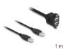 88105 Delock USB 2.0 Καλώδιο 2 x USB Τύπου-A αρσενικό προς 2 x USB Τύπου-A θηλυκό με βίδες για ενσωμάτωση 1 μ. σε μαύρο χρώμα