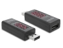 65569 Delock Adapter USB 2.0 A hane > A hona med LED-indikator för Volt och Ampere