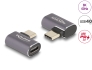 60047 Delock USB Adaptér 40 Gbps USB Type-C™ PD 3.0 100 W samec na samice pravoúhlý levý / pravý 8K 60 Hz kovová