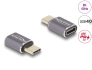 60046 Delock USB Adaptateur 40 Gbps USB Type-C™ PD 3.0 100 W mâle à port femelle économiseur 8K 60 Hz métallique