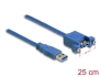 86994 Delock Kábel, USB 3.0-s A típusú bementi csatlakozós > USB 3.0-s A-típusú csatlakozóhüvely, panelrögzítés, 25 cm