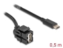 88056 Delock Moduł Keystone, USB 2.0 A, wtyk żeński > USB Type-C™ męski, 250° z przewodem 0,5 m