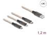 88158 Delock USB RGB Ladekabel 3 in 1 Typ-A zu Lightning™ / Micro USB / USB Type-C™ 1,20 m