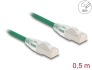 80364 Delock RJ45 Network Cable Cat.6A plug to plug with curved latch U/FTP Slim 0.5 m green