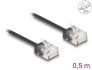 80370 Delock RJ45 Network Cable Cat.6 UTP Ultra Slim 0.5 m black with short plugs 