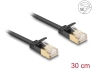 80343 Delock RJ45 Network Cable Cat.6A plug to plug with robust latch and Cat.7 raw flat cable U/FTP 0.3 m black