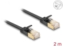 80346 Delock RJ45 Network Cable Cat.6A plug to plug with robust latch and Cat.7 raw flat cable U/FTP 2 m black