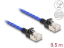 80376 Delock Kabel sieciowy RJ45 z powłoką w oplocie Cat.6A U/FTP Slim 0,5 m niebieski