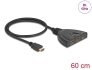 18649 Delock HDMI kapcsoló 3 x HDMI bemenet - 1 x HDMI kimenet 8K 60 Hz, integrált kábellel 60 cm