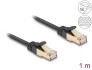 80325 Delock RJ45 Flat Network Cable with braided jacket Cat.6A U/FTP plug to plug 1 m black
