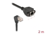 80312 Delock Network Extension Cable S/FTP RJ45 plug 90° angled to RJ45 built-in jack Cat.6A 2 m black