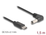 85398 Delock USB Type-C™ tápkábel - DC 5,5 x 2,1 mm méretű apa hajlított 1,5 m hosszú