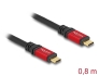 80652 Delock USB 20 Gbps Câble USB Type-C™ mâle vers mâle PD 3.0 100 W E-Marker 0,8 m métal rouge
