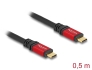 80651 Delock Cablu USB 20 Gbps USB Type-C™ tată la tată PD 3.0 100 W E-Marker 0,5 m metal roșu