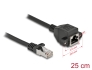 86998 Delock Prodlužovací síťový kabel, ze zástrčky S/FTP RJ45 na zásuvku RJ45, Cat.6A, délka 25 cm, černý 