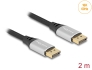80634 Delock DisplayPort kabel 16K 60 Hz 2 m stříbrný kov