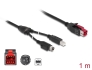 85487 Delock Câble PoweredUSB mâle 24 V > USB Type-B mâle + Hosiden Mini-DIN 3 broches, mâle, 1 m pour imprimantes et terminaux POS