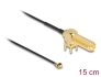 12039 Delock Câble d'antenne RP-SMA 90° PCB femelle sur cloison vers I-PEX Inc., MHF® I mâle 1.13 15 cm Longueur filetée 15 mm  