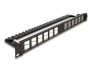 67042 Delock 19″ Keystone Patch Panel 24 port angled with strain relief black