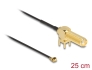 12035 Delock Câble d'antenne SMA 90° PCB femelle sur cloison vers I-PEX Inc., MHF® I mâle 1.13 25 cm Longueur filetée 15 mm  