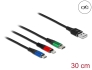 87236 Delock Câble USB de chargement 3-en-1 Type-A à Lightning™ / Micro USB / USB Type-C™, 30 cm