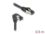 80399 Delock RJ45 Network Cable Cat.8.1 S/FTP 90° downwards angled / straight 0.5 m black