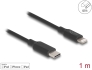 85410 Delock Slim Data and Charging Cable USB Type-C™ to Lightning™ for iPhone™, iPad™, iPod™ black 1 m MFi